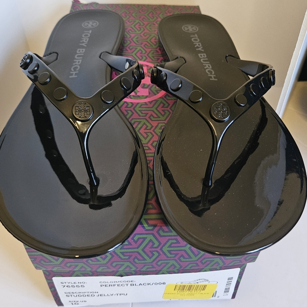 Tory Burch Black Jelly Sandals size 10